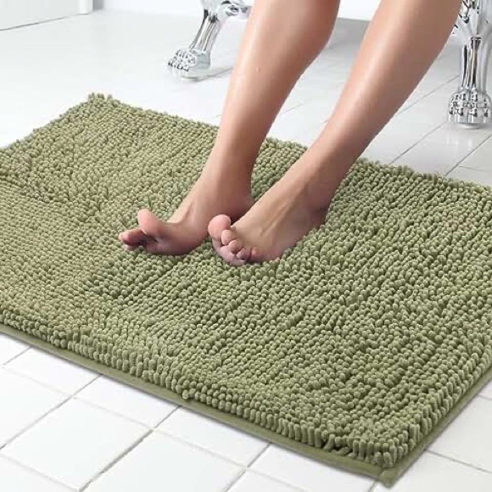 Belabor 100% polyester Sage Green Bath Rugs!